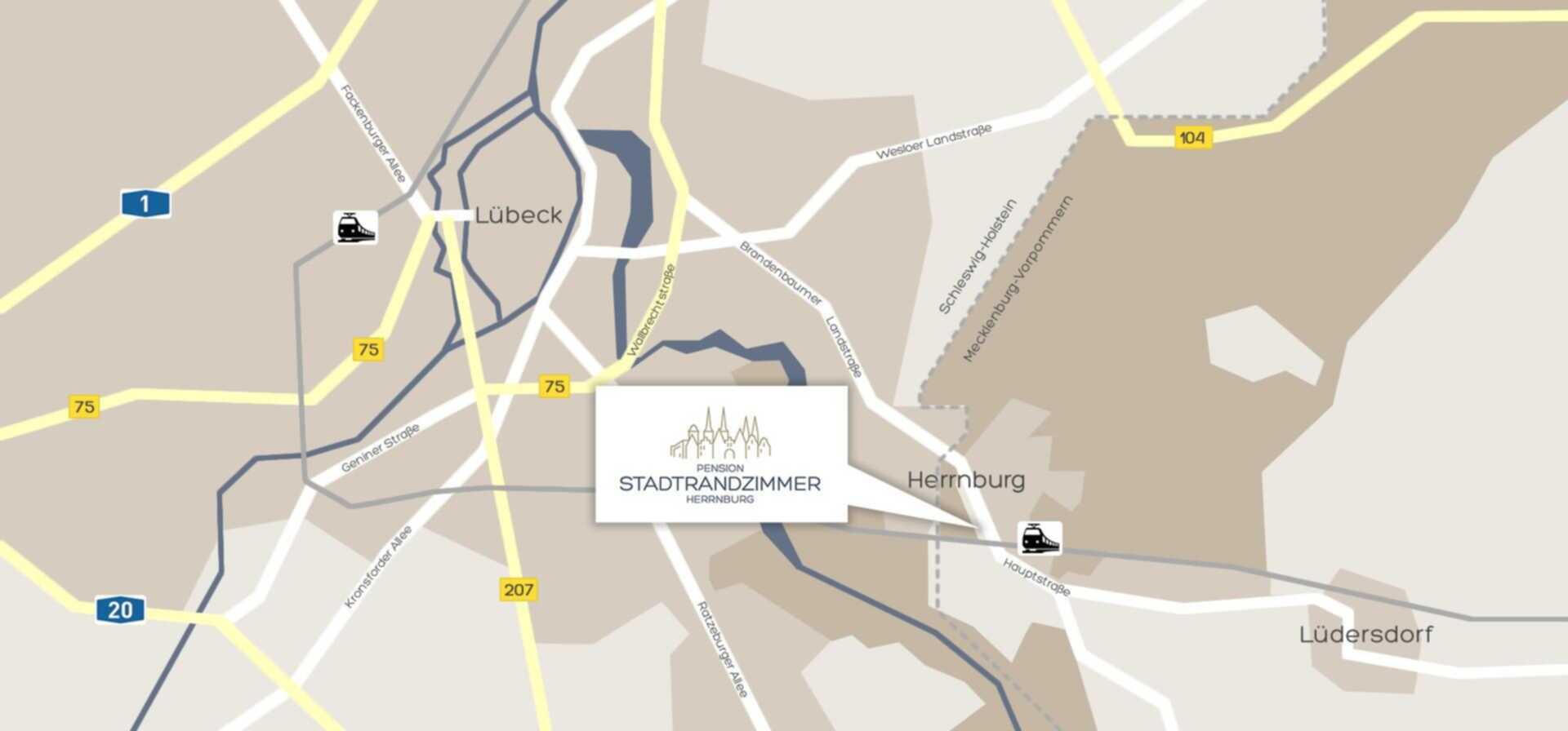 Karte zur Pension Stadtrandzimmer